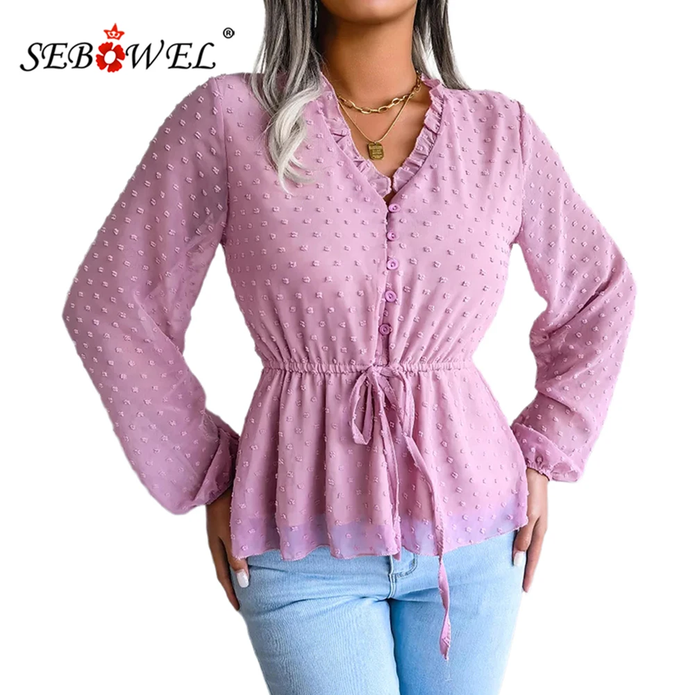 SEBOWEL 2022 Spring and Autumn Lantern Long Sleeve Ruffled Tie Waist Polka Dot Chiffon Shirt Top Women S-XL
SEBOWEL 2022 Spring and Autumn Lantern Long Sleeve Ruffled Tie Waist Polka Dot Chiffon Shirt Top Women S-XL