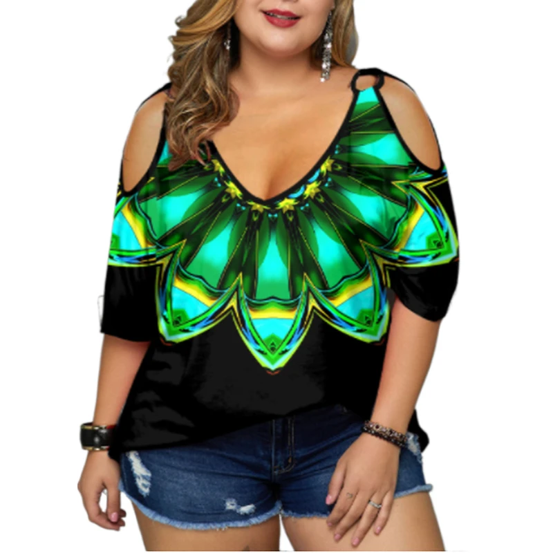 Plus Size Tie Dye Print Cold Shoulder T Shirt Sexy Off Shuolder Slit Sleeve Peplum Top Loose Casual Streetwear 5XL Tunic Tops
Plus Size Tie Dye Print Cold Shoulder T Shirt Sexy Off Shuolder Slit Sleeve Peplum Top Loose Casual Streetwear 5XL Tunic Tops