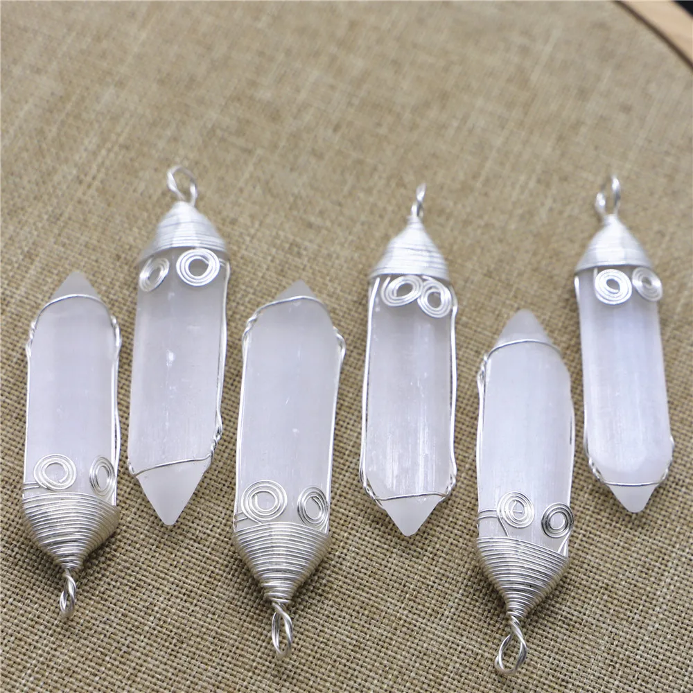 Real Mineral Gypsum Pendant Wire Twist Spiral Double Point Charms Stone Crown Chakra Healing Meditation DIY Woman Jewelry Making
Real Mineral Gypsum Pendant Wire Twist Spiral Double Point Charms Stone Crown Chakra Healing Meditation DIY Woman Jewelry Making