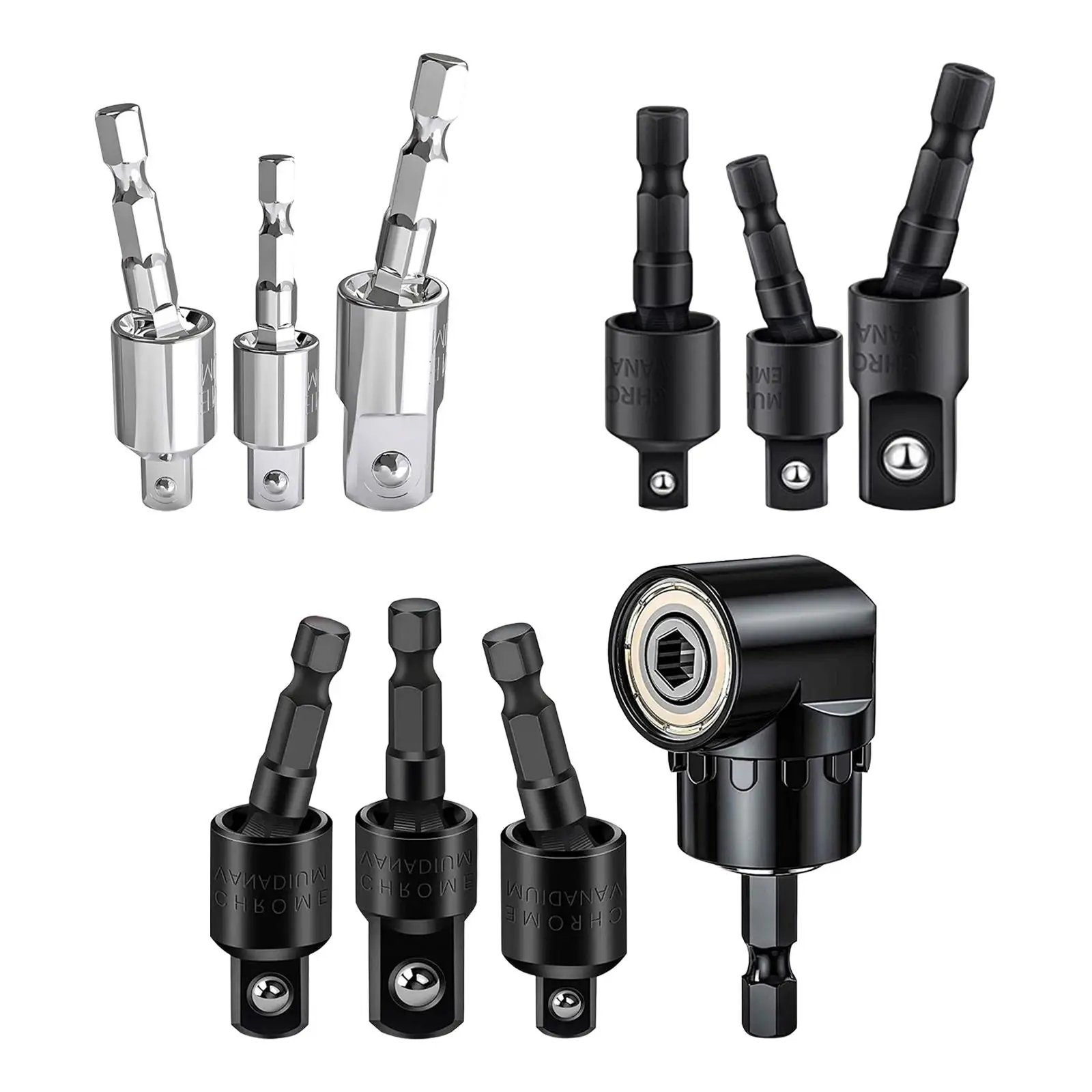 3Pcs 1/4" 3/8" 1/2"Driver Sockets Adapter Extension 360° Rotatable Universal Joint Swivel Socket, Tools for Vehicle
3Pcs 1/4" 3/8" 1/2"Driver Sockets Adapter Extension 360° Rotatable Universal Joint Swivel Socket, Tools for Vehicle