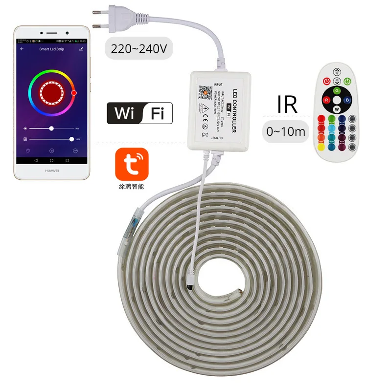 Tuya APP Smart WIFI Led Controller AC 110V 220V Rgb Controller Light Strip IR 24 Keys Remote Lamp for RGB Led Strip Lights
Tuya APP Smart WIFI Led Controller AC 110V 220V Rgb Controller Light Strip IR 24 Keys Remote Lamp for RGB Led Strip Lights