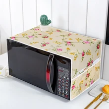 35*100cm Microwave Oven Dust Cover Dustproof Satin Storage Bag Dust Cloth Household Printed Cover Modern Top Cover Cloth