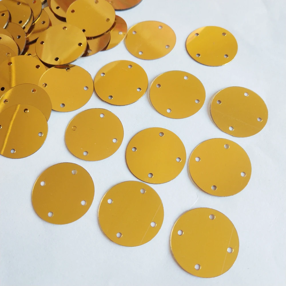 

450 шт 20 мм золотые блестки с 4 отверстиями плоские большие круглые Блестки аксессуары для одежды DIY хлопья