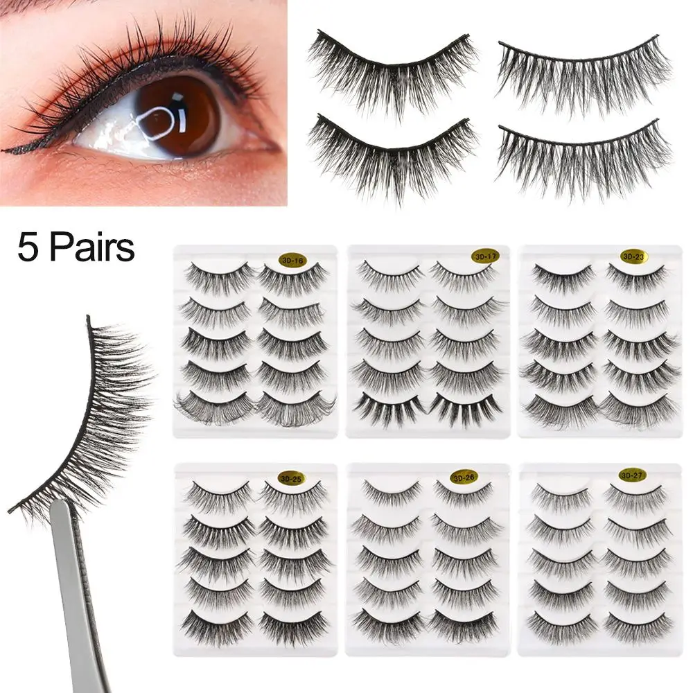 5Pairs Reusable Fluffy Wispy Natural Long Handmade False Eyelashes 3D Faux Mink Hair Eye Lashes Extension Crisscross
5Pairs Reusable Fluffy Wispy Natural Long Handmade False Eyelashes 3D Faux Mink Hair Eye Lashes Extension Crisscross