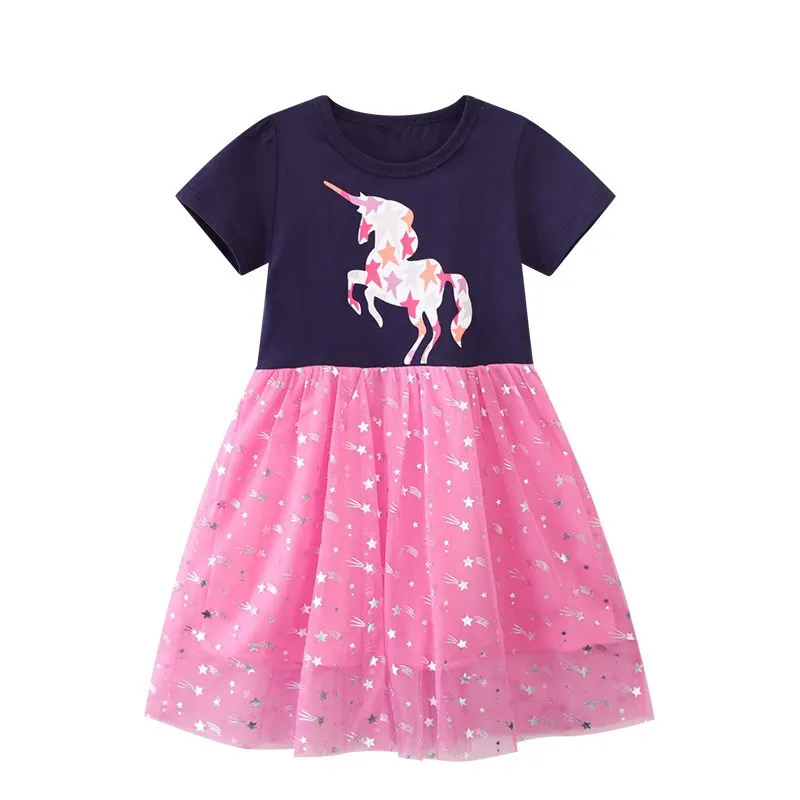 

Jumping Meters New Arrival Unicorn Star Party Girls Dresses Tutu Princess Birthday Wedding Baby Frocks Costume