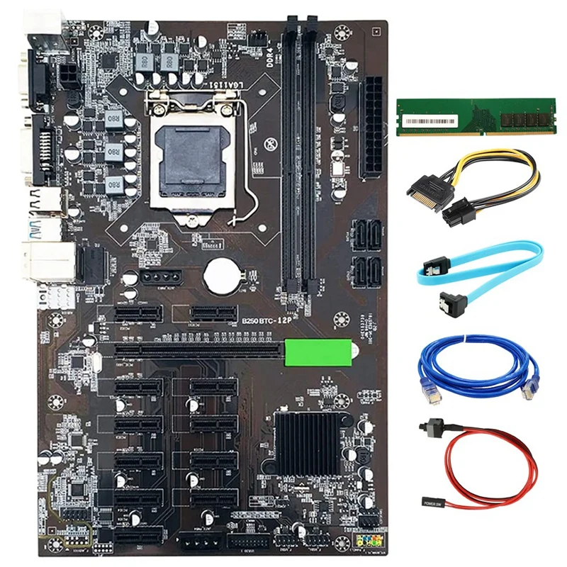 B250 BTC Motherboard Kit 12 GPU LGA1151 DDR4 SATA 3.0 USB 3.0 With DDR4 8GB 2666Mhz RAM For Bitcoin Mining Miner
B250 BTC Motherboard Kit 12 GPU LGA1151 DDR4 SATA 3.0 USB 3.0 With DDR4 8GB 2666Mhz RAM For Bitcoin Mining Miner