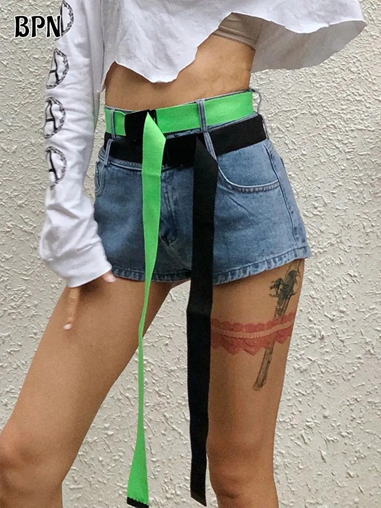 BPN Hit Color Streetwear Denim Shorts For Women High Waist Patchwork Lace Up Slim Minimalist Casual Pants Female Fashion Clothes
BPN Hit Color Streetwear Denim Shorts For Women High Waist Patchwork Lace Up Slim Minimalist Casual Pants Female Fashion Clothes