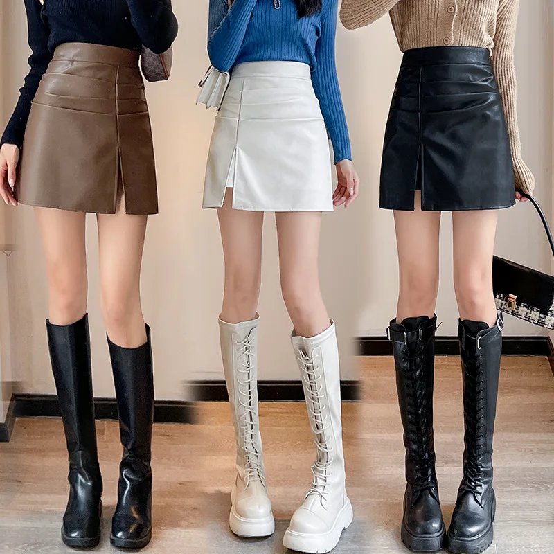2022 Autumn Winter New Women PU Skirt Design Irregular Sexy Slit Bag Hip Skirt High Waist Pleated Fashion Solid Color Miniskirt
2022 Autumn Winter New Women PU Skirt Design Irregular Sexy Slit Bag Hip Skirt High Waist Pleated Fashion Solid Color Miniskirt