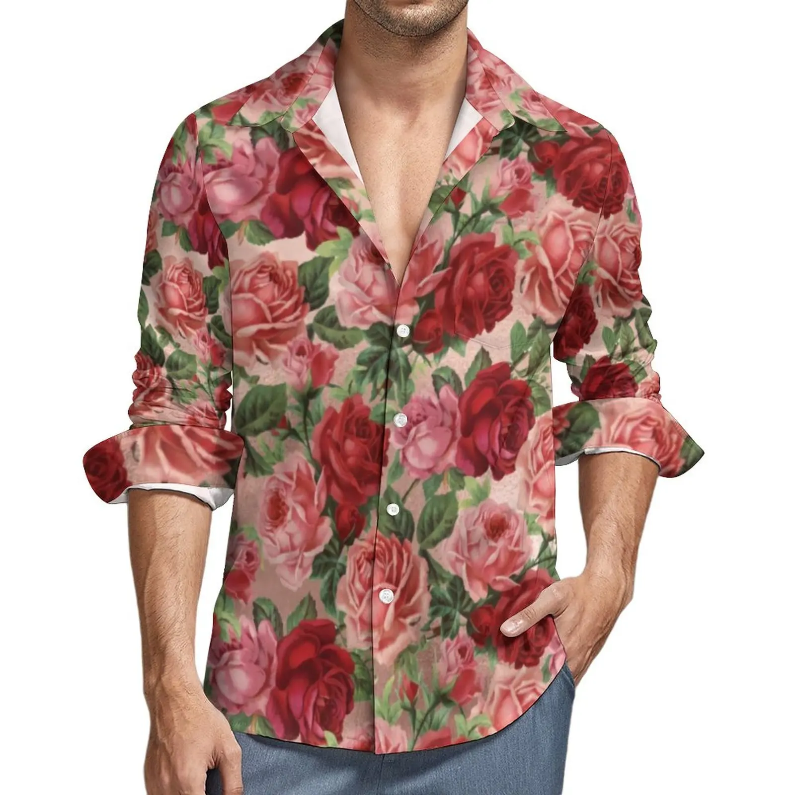 Vintage Floral Print Casual Shirts Male Elegant Red Roses Shirt Long Sleeve Novelty Aesthetic Blouses Autumn Clothes Big Size
Vintage Floral Print Casual Shirts Male Elegant Red Roses Shirt Long Sleeve Novelty Aesthetic Blouses Autumn Clothes Big Size