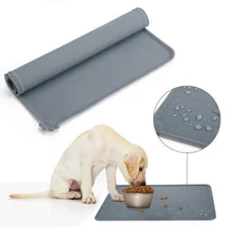 Pet Cat Bowl Food Mat with High Lips Silicone Non-Stick Waterproof Dog Food Feeding Pad Puppy Feeder Tray Water Cushion Placemat