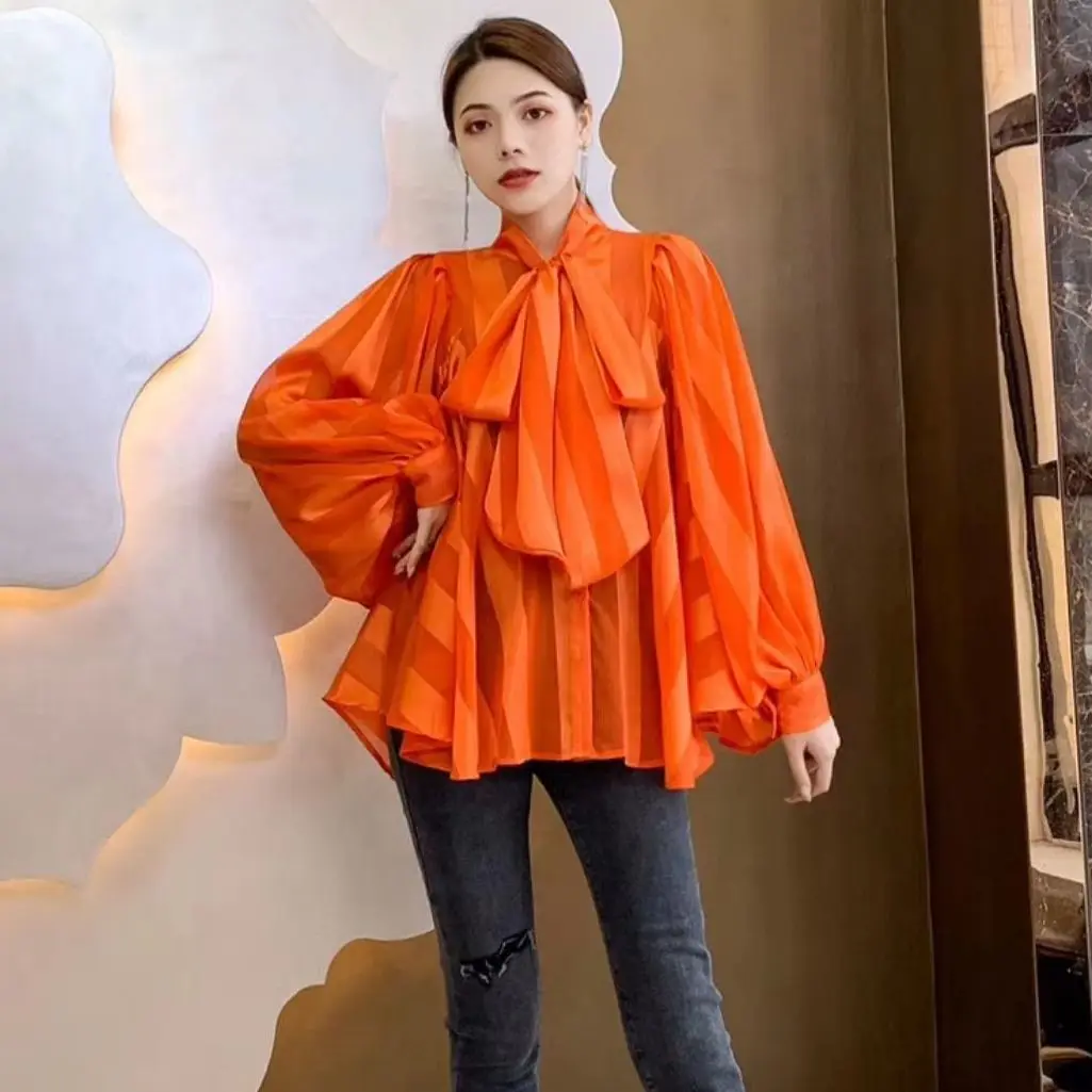 VANOVICH 2022 Summer New Oversized Fashion Lantern Sleeve Bow Belt Simulated Silk Shirts O-Neck Lightweight Temperament Shirts
VANOVICH 2022 Summer New Oversized Fashion Lantern Sleeve Bow Belt Simulated Silk Shirts O-Neck Lightweight Temperament Shirts