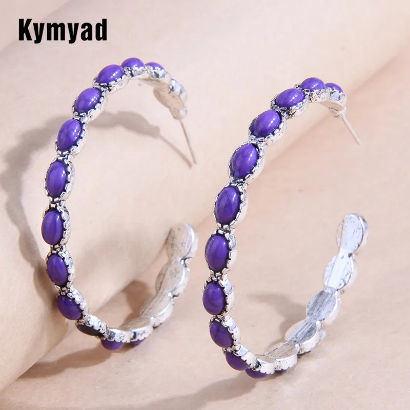 Kymyad Bohemian Handmade Turquoise Hoop Earrings For Women Big Circular Statement Silver Color Bohemian Earings Fashion Jewelry
Kymyad Bohemian Handmade Turquoise Hoop Earrings For Women Big Circular Statement Silver Color Bohemian Earings Fashion Jewelry