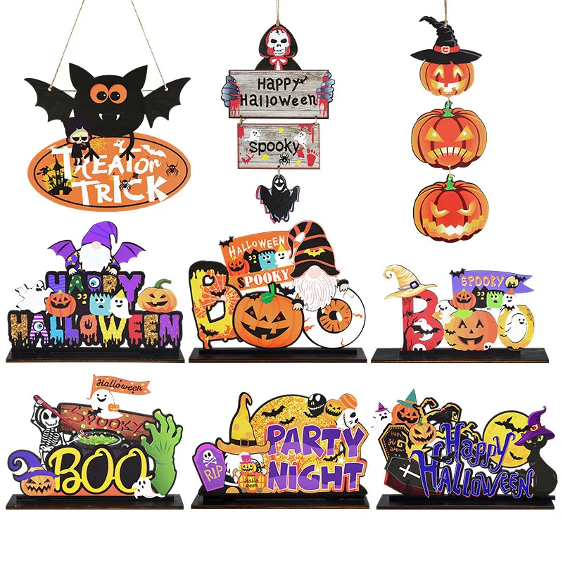 Halloween Wooden Desktop Ornaments Art Item Bat Spider Pumpkin Skull Simple Home Hang Ornaments Halloween Decoration Supplies
Halloween Wooden Desktop Ornaments Art Item Bat Spider Pumpkin Skull Simple Home Hang Ornaments Halloween Decoration Supplies