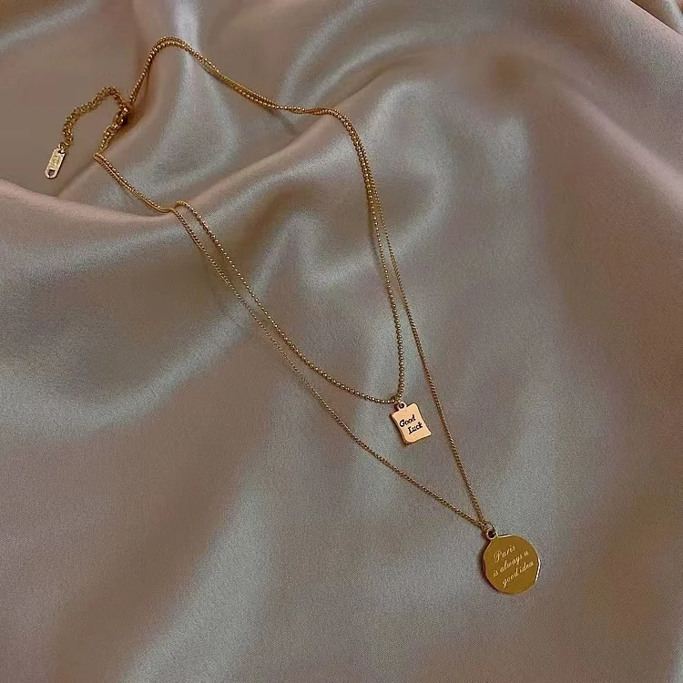 Titanium Steel Lucky Small Square Double layer Necklace Female Cool Goodluck Collar Chain
Titanium Steel Lucky Small Square Double layer Necklace Female Cool Goodluck Collar Chain