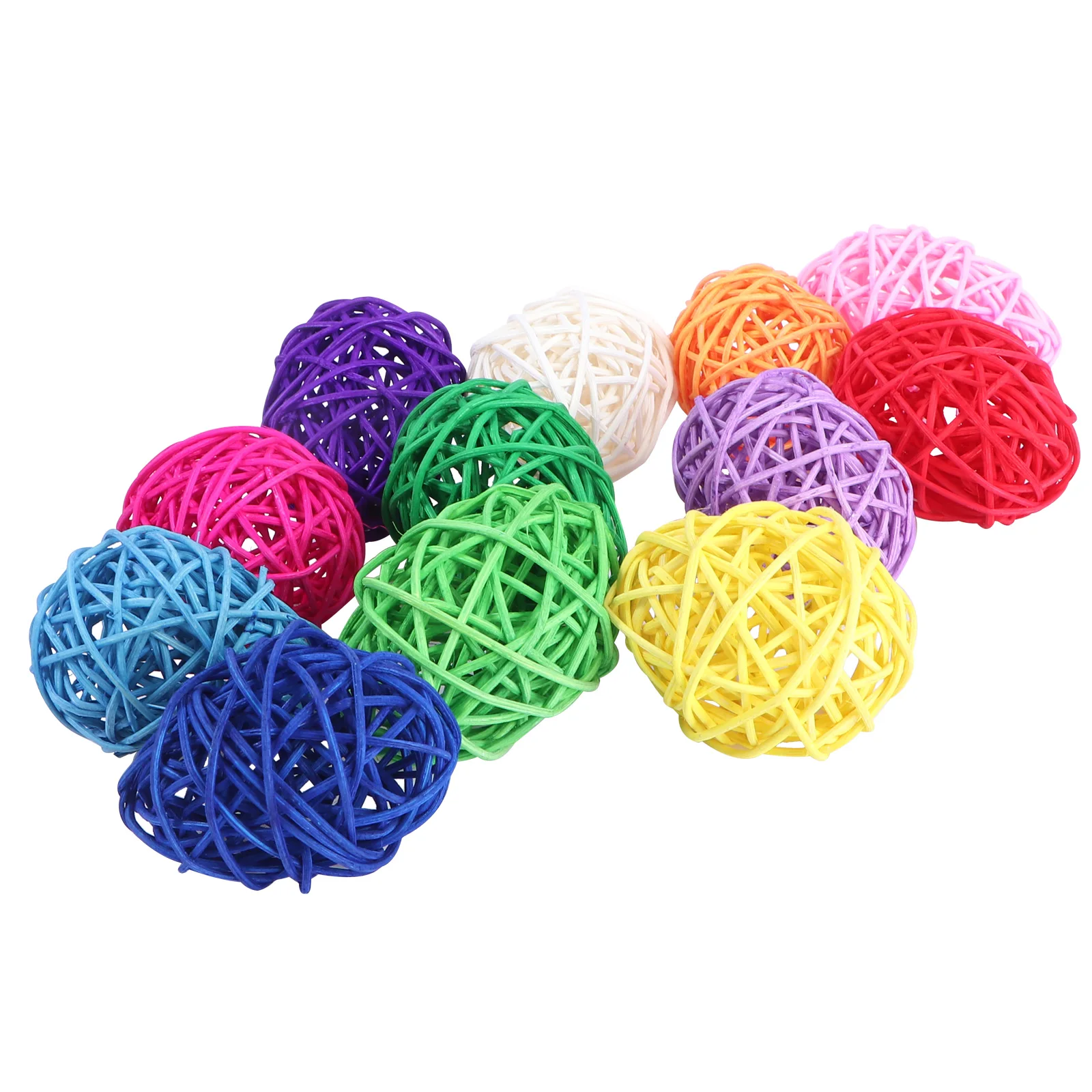 

12pcs Easter Egg Adornments Rattan Woven Eggs Party Layout Home Decor Easter Party (Random Color)