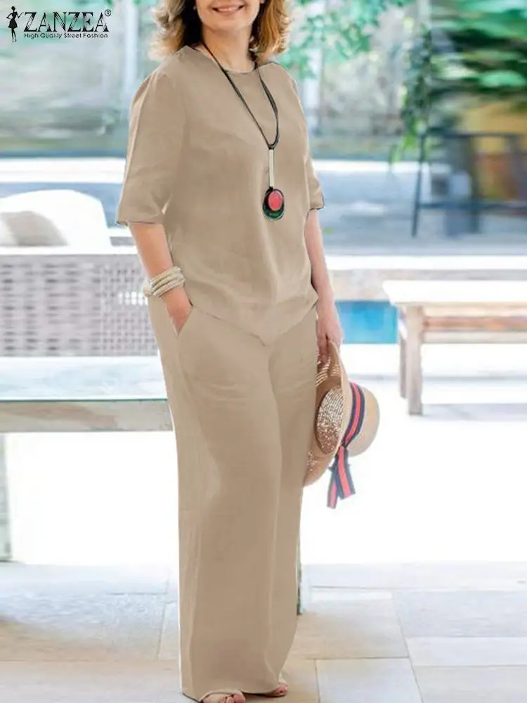 ZANZEA Women 2023Summer Fashion Matching Sets 2PCS Casual Half Sleeve Blouse Wide Leg Pants Sets Loose Trousers Suits Tracksuit
ZANZEA Women 2023Summer Fashion Matching Sets 2PCS Casual Half Sleeve Blouse Wide Leg Pants Sets Loose Trousers Suits Tracksuit