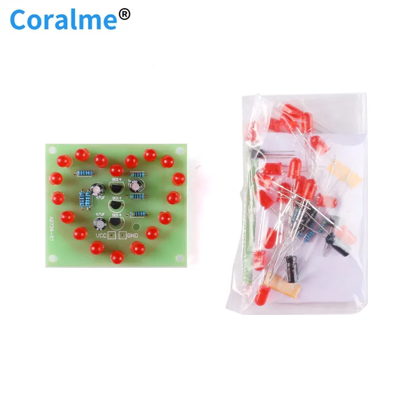LED Heart Shaped Kit Cycle Flashing Lights 18pcs reds LED Electronic DIY Components Welding Practice Board
LED Heart Shaped Kit Cycle Flashing Lights 18pcs reds LED Electronic DIY Components Welding Practice Board