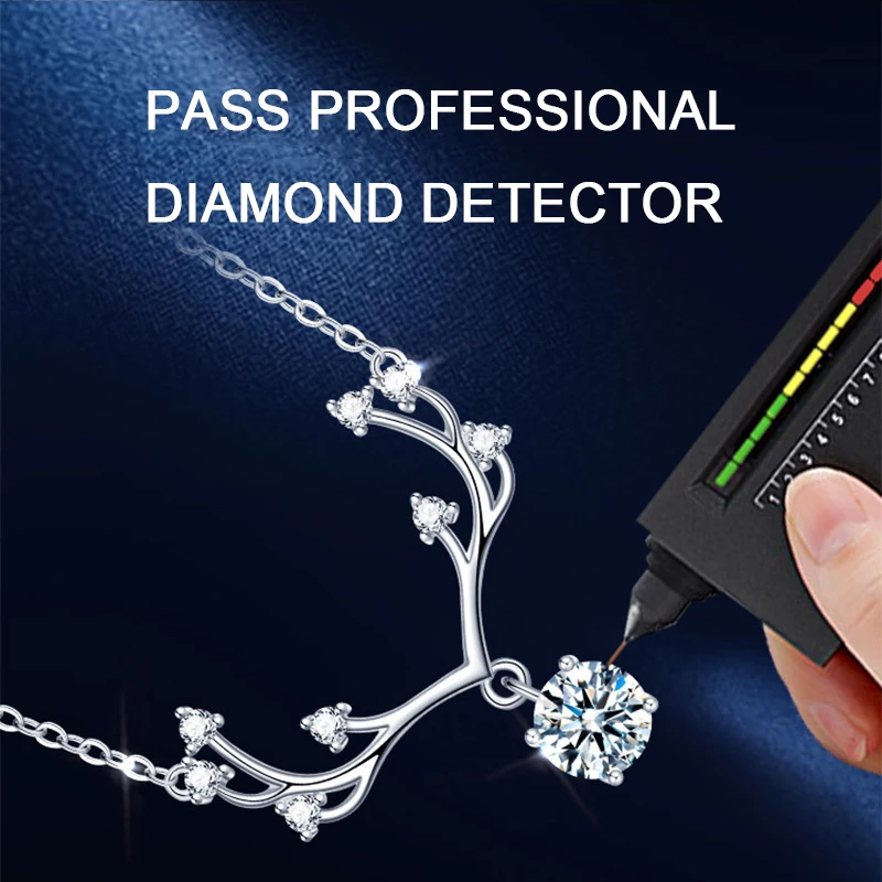 Real Moissanite Necklace For Women Sterling Silver Antler Pendant Necklace 1CT 2CT VVS D Color Diamond Pendant Necklace Jewelry
Real Moissanite Necklace For Women Sterling Silver Antler Pendant Necklace 1CT 2CT VVS D Color Diamond Pendant Necklace Jewelry