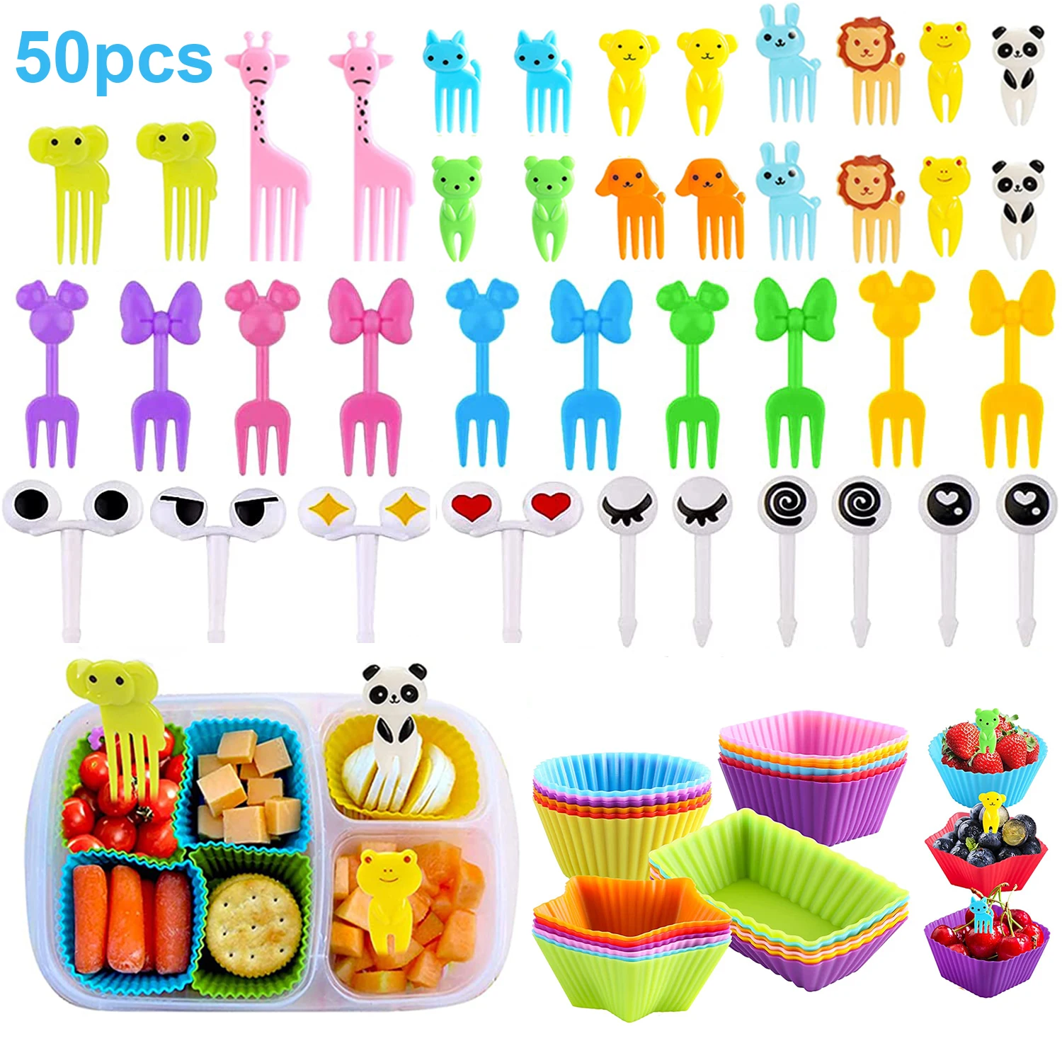 Lunch Cake Cute Dividers Snack Cartoon Food Food Children Picks Silicone Dessert Forks, Mini Box Animal Fruit
Lunch Cake Cute Dividers Snack Cartoon Food Food Children Picks Silicone Dessert Forks, Mini Box Animal Fruit