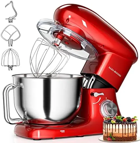 ROCOO Stand Mixer 660W 6+P Speed Tilt- Kitchen Mixer with 7.5 Qt Stainless Steel Bowl, Beater, Dough Hook, Whisk, Beater for Ba
ROCOO Stand Mixer 660W 6+P Speed Tilt- Kitchen Mixer with 7.5 Qt Stainless Steel Bowl, Beater, Dough Hook, Whisk, Beater for Ba