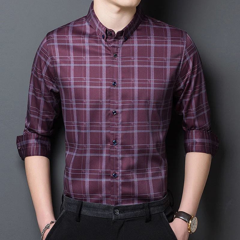 End New High Fashion Brand Slim Fit Designer Mens Classic Plain Plaid Shirts Long Sleeve Checkered Casual Men Clothing 2023 
End New High Fashion Brand Slim Fit Designer Mens Classic Plain Plaid Shirts Long Sleeve Checkered Casual Men Clothing 2023