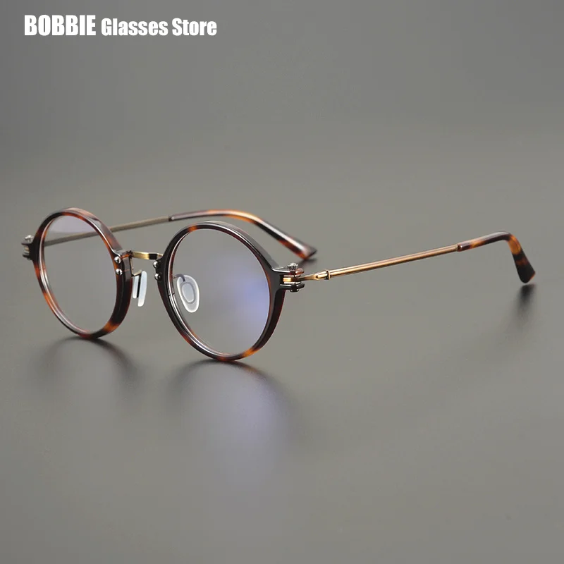 

Handmade Japanese Retro Round Frame Pure Titanium Spectacle Frames Ultralight Glasses Men Myopia Eyeglasses Presbyopia Reading