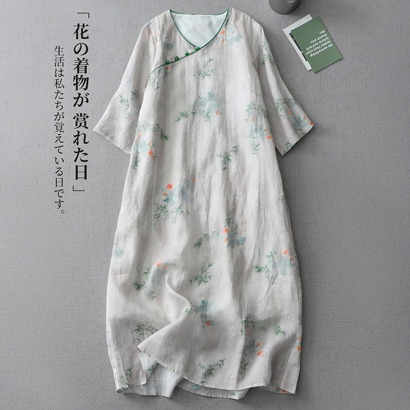 2023 New Arrival V-neck Print Floral Beading Thin Soft Loose Summer Dress Robes Fashion Women Travel Casual Midi Dress
2023 New Arrival V-neck Print Floral Beading Thin Soft Loose Summer Dress Robes Fashion Women Travel Casual Midi Dress