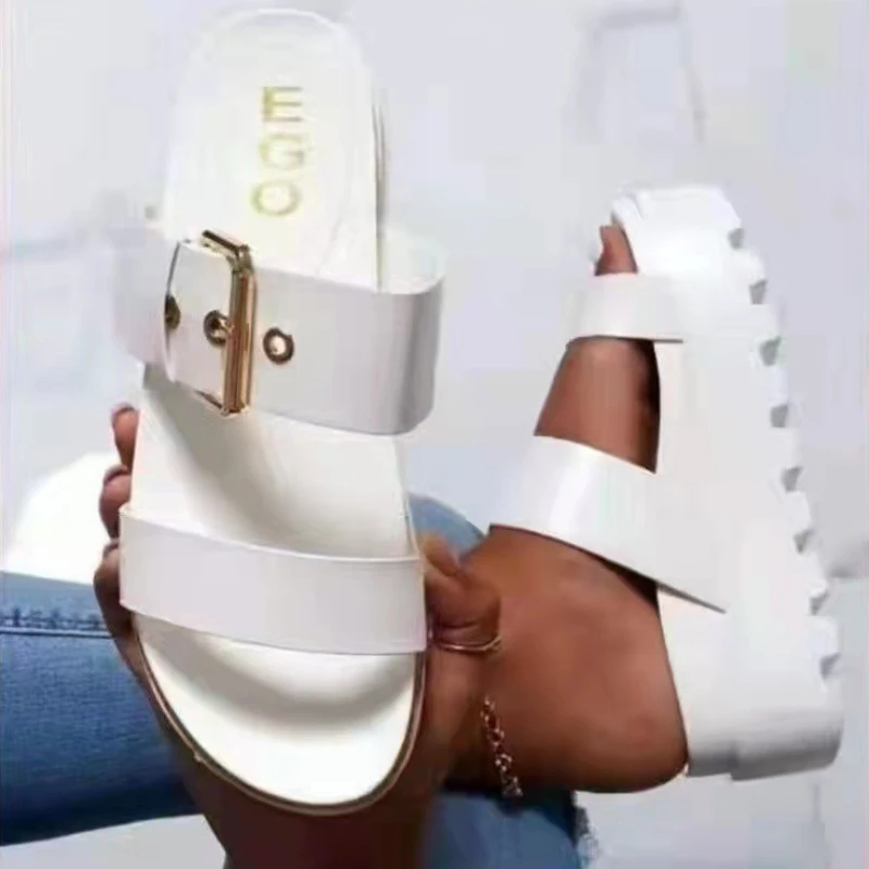 New Women's Slippers Fashion Casual Metal Buckle Platform Roman Sandals Slip on Outdoor Heightening Beach Shoes Chaussures Femme
New Women's Slippers Fashion Casual Metal Buckle Platform Roman Sandals Slip on Outdoor Heightening Beach Shoes Chaussures Femme