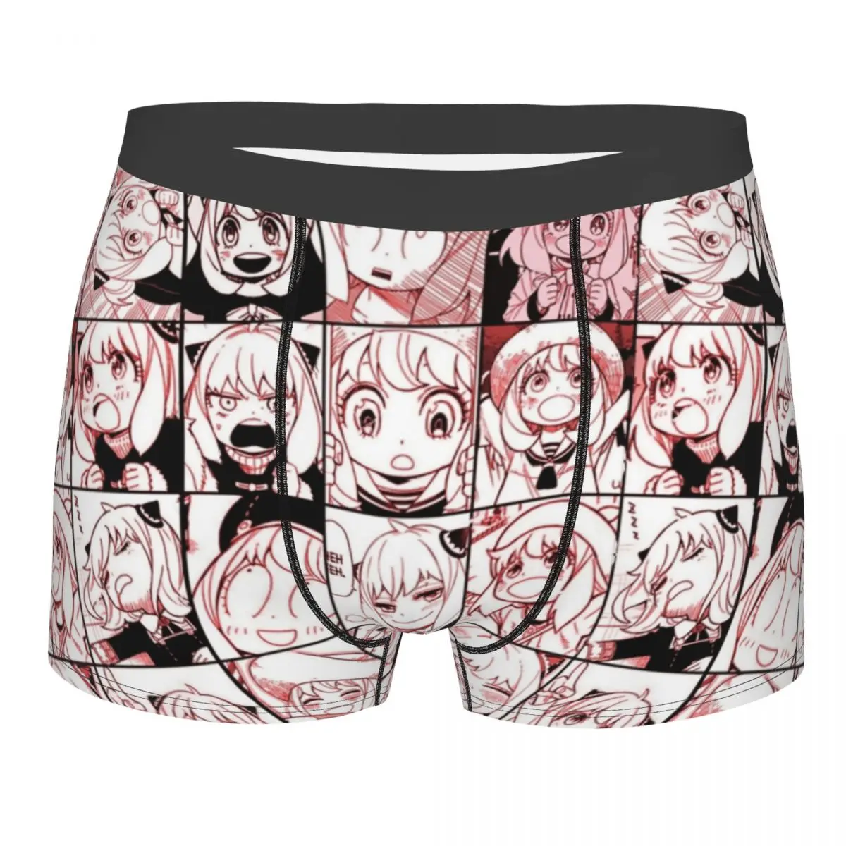 

Man Boxer Shorts Panties Anya Forger Spy X Family Manga Panels Collage Mid Waist Underwear Homme Funny Plus Size Underpants