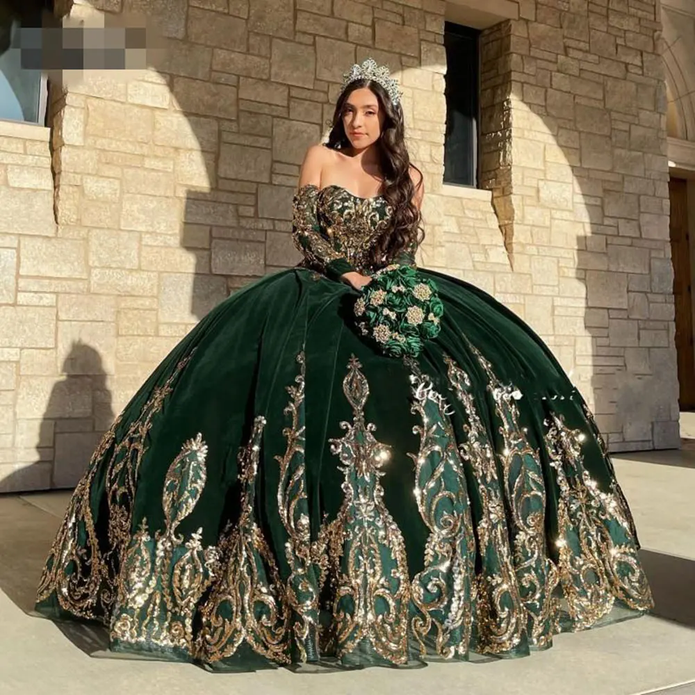 Luxury Emerald Green Long Sleeve Quinceanera Dresses 2023 Ball Gown Mexican Princess Masquerade Sweet 16 Prom Party 15 Year Old
Luxury Emerald Green Long Sleeve Quinceanera Dresses 2023 Ball Gown Mexican Princess Masquerade Sweet 16 Prom Party 15 Year Old