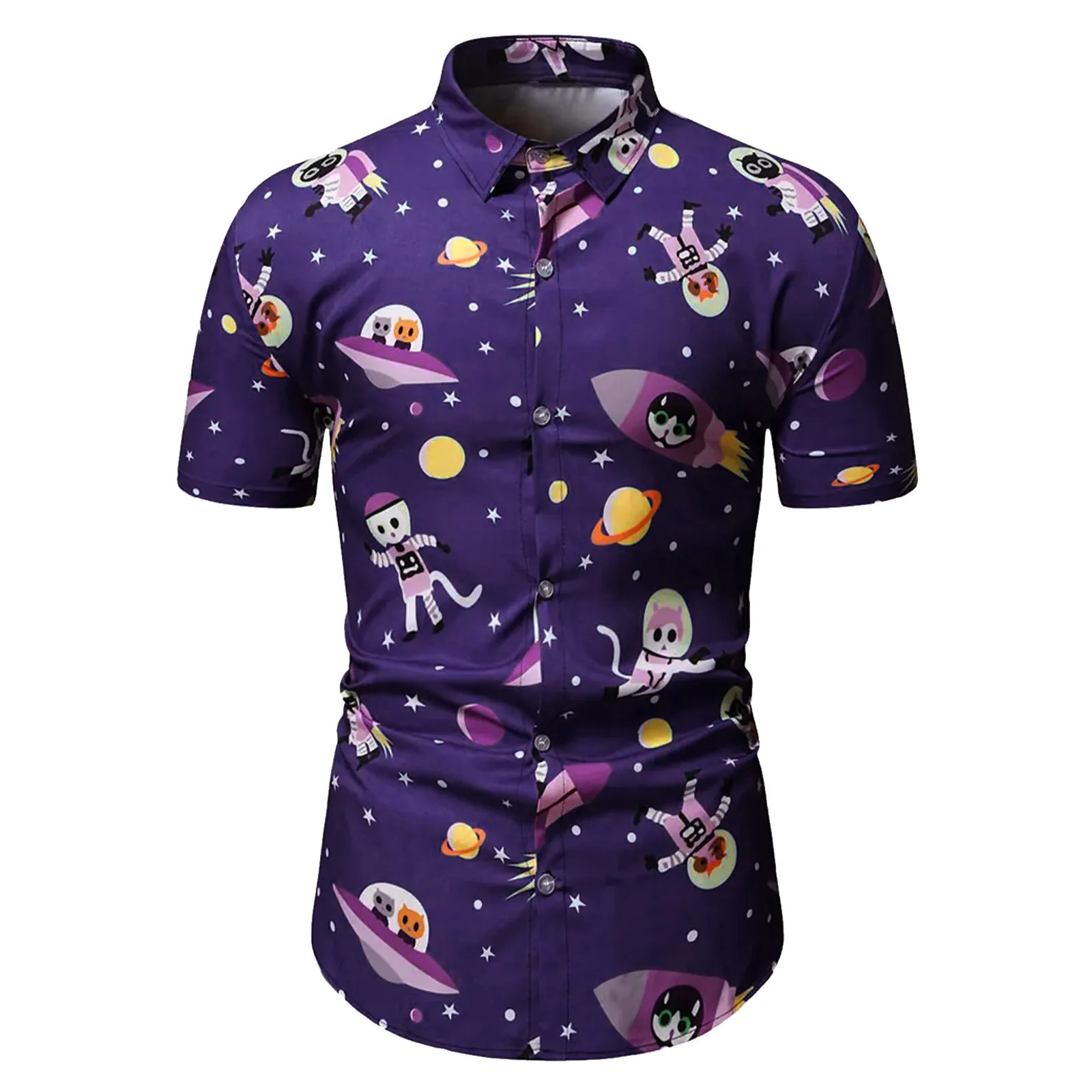Plus Size Men Fashion Space Cat Printed Beach Shirt Slim Short Sleeve Blouses Sexy Mens Clothing Single Breasted Top Streetwear
Plus Size Men Fashion Space Cat Printed Beach Shirt Slim Short Sleeve Blouses Sexy Mens Clothing Single Breasted Top Streetwear