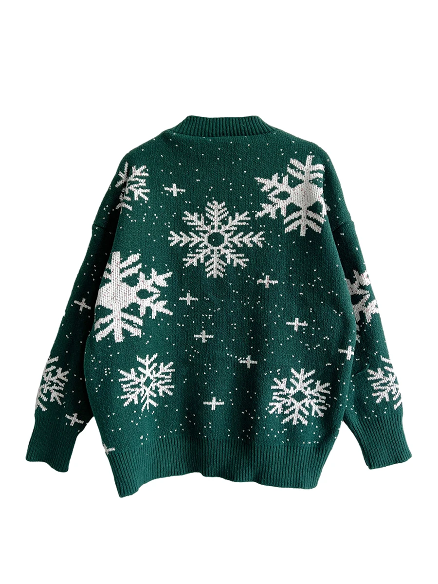 

Women Cute Christmas Sweaters Casual Snowflake Print Warm Long Sleeve Pullover Holiday Ugly Knit Sweater Jumper Top