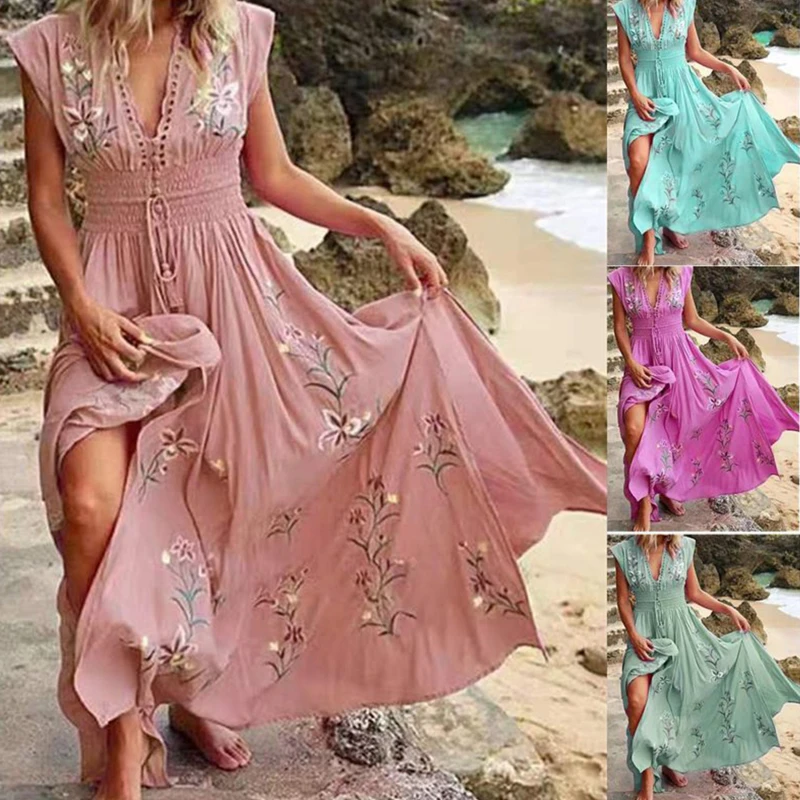 Bohemian Women Dress Floral Print Lace-up Tassel Large Hem Dress Summer Vintage Maxi Dress Beach
Bohemian Women Dress Floral Print Lace-up Tassel Large Hem Dress Summer Vintage Maxi Dress Beach