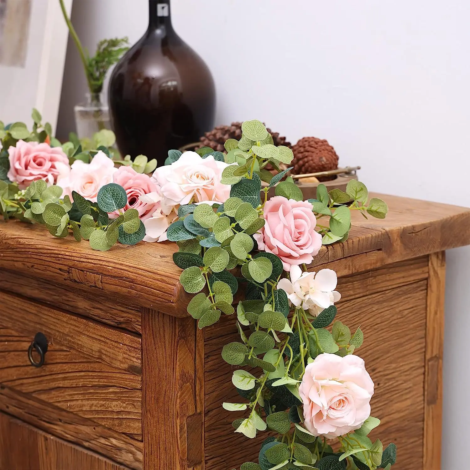 1.95m Artificial Eucalyptus Garland Silk Rose Camellias Flowers Fake Hanging Vine for Wedding Party Home Arch Table Decoration
1.95m Artificial Eucalyptus Garland Silk Rose Camellias Flowers Fake Hanging Vine for Wedding Party Home Arch Table Decoration