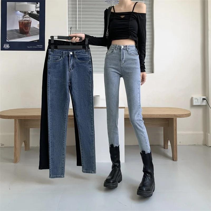 

Дешевые оптовые продажи 2023 весна лето осень новые модные повседневные джинсовые женские брюки женские офисные черные джинсы