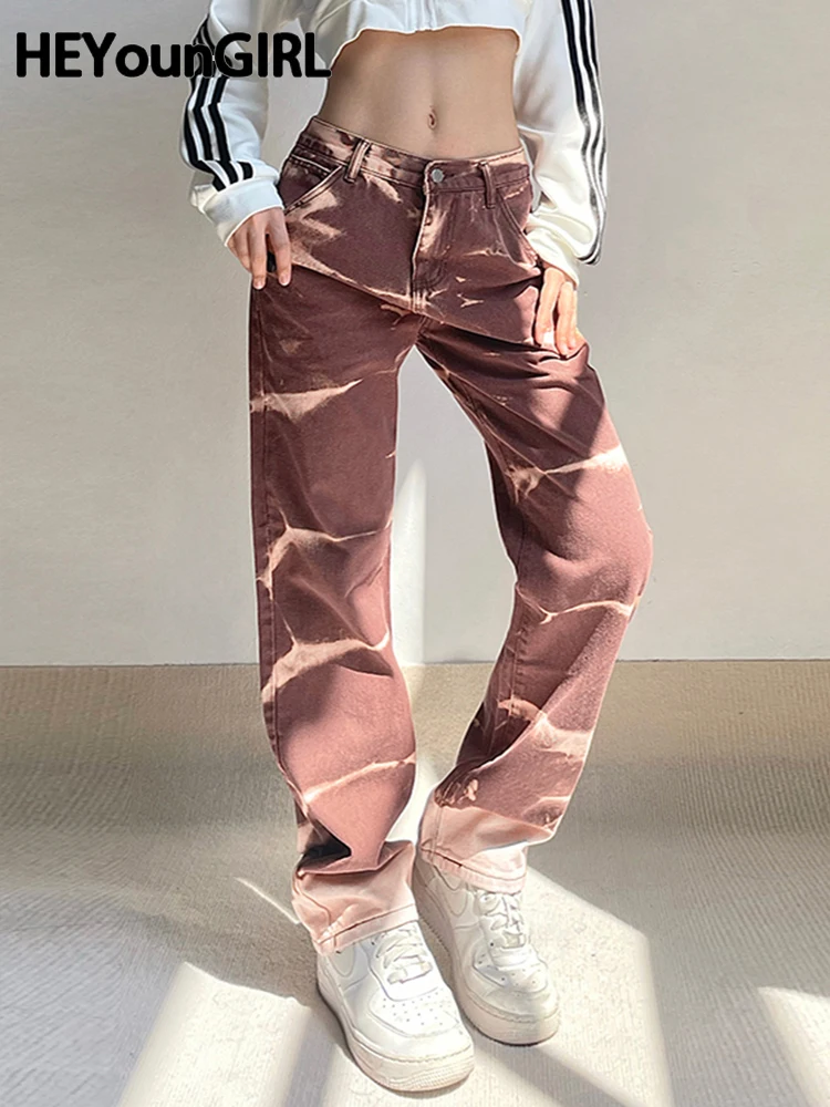 

HEYounGIRL Fashion Straight Jeans Y2K Women Low Rise Harajuku Punk Denim Pants Girls 2022 Retro Grunge Street Trousers Outfits