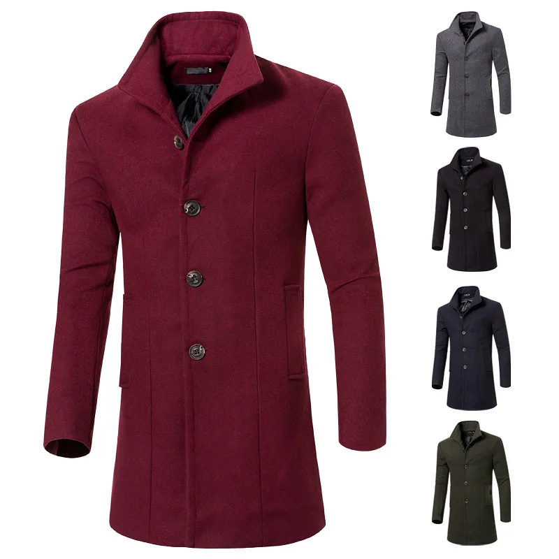 Spring Casual Wine Red Blend Coat Men Long Oversized Vintage Woolen Coat Male Long Sleeve Stand Collar Slim Fit Mens Overcoat XL
Spring Casual Wine Red Blend Coat Men Long Oversized Vintage Woolen Coat Male Long Sleeve Stand Collar Slim Fit Mens Overcoat XL