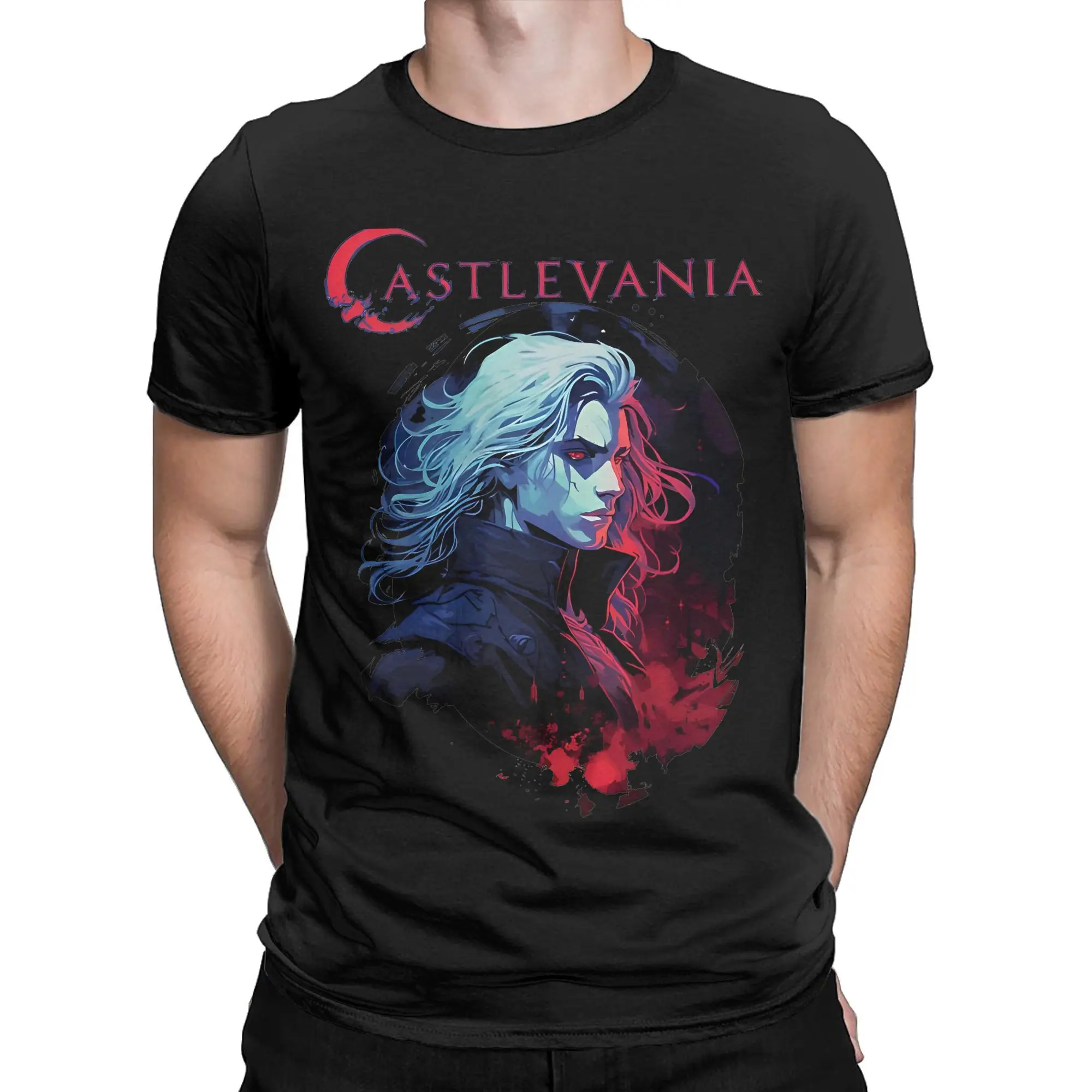 Красно-синяя футболка Alucard CASTLEVANIA для мужчин и женщин Новое поступление футболки