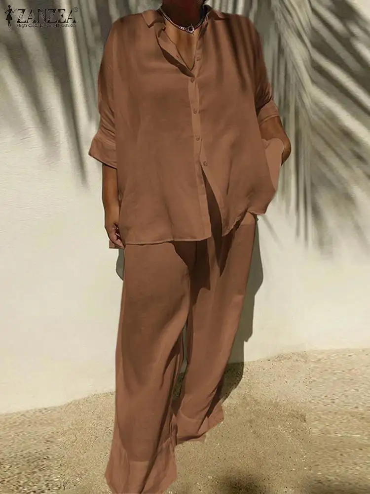 ZANZEA Holiday Casual Loose Pant Sets Leisure 3/4 Sleeve Shirt and Wide Leg Pant 2022 Autumn Women 2 Piece Outfits Fashion Sets
ZANZEA Holiday Casual Loose Pant Sets Leisure 3/4 Sleeve Shirt and Wide Leg Pant 2022 Autumn Women 2 Piece Outfits Fashion Sets