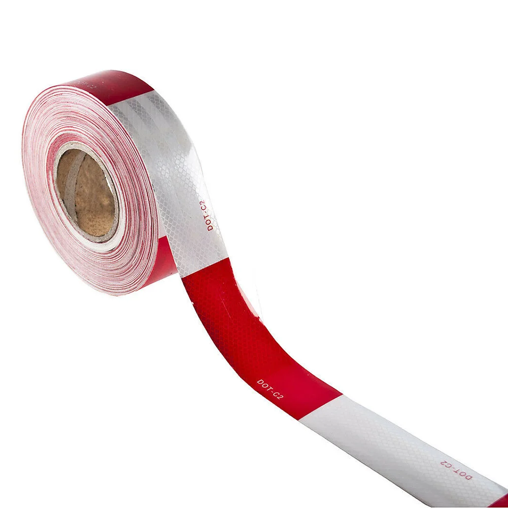 

1Roll Reflective Safety Tape 2"x 50' Reflective Red & White Conspicuity Tape Trailer Safety Warning Car Truck Sticker