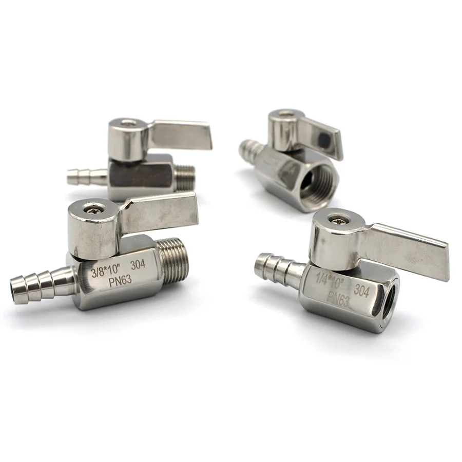 304 Stainless Steel 1/8 1/4 3/8 1/2"BSP 7/9/10mm Hose Barb Mini Sanitary Ball Valve Homemade Pipe Fittings With Stainless Hanlde
304 Stainless Steel 1/8 1/4 3/8 1/2"BSP 7/9/10mm Hose Barb Mini Sanitary Ball Valve Homemade Pipe Fittings With Stainless Hanlde