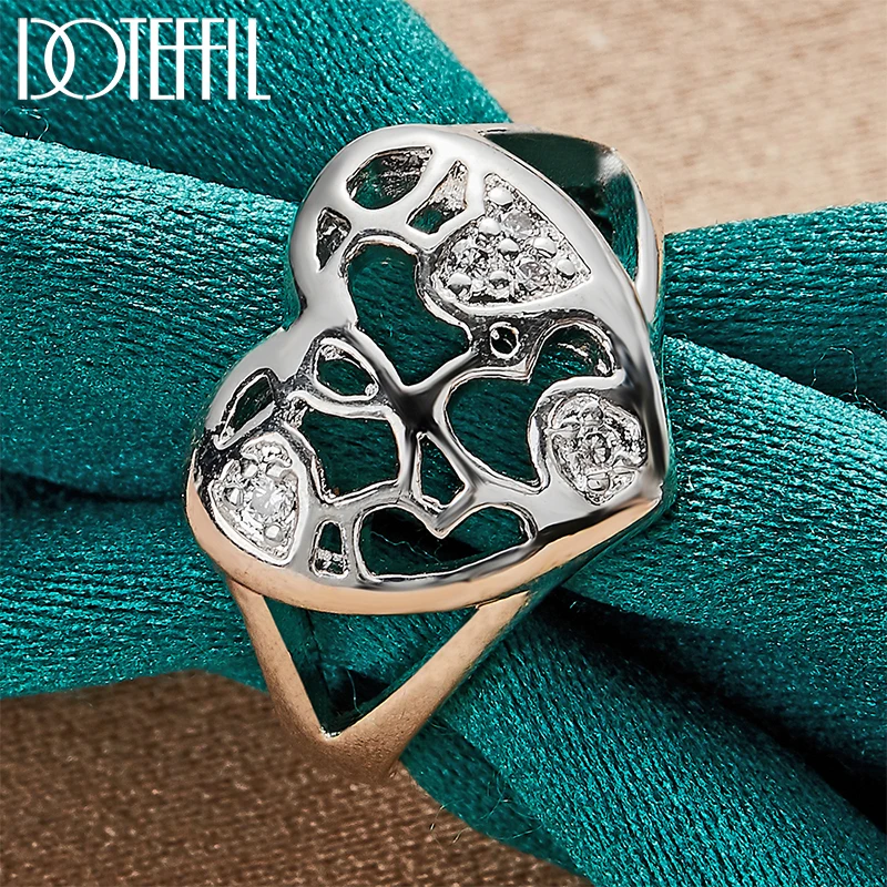 DOTEFFIL 925 Sterling Silver AAAAA Zircon Heart Ring For Woman Fashion Wedding Engagement Party Gift Charm Jewelry
DOTEFFIL 925 Sterling Silver AAAAA Zircon Heart Ring For Woman Fashion Wedding Engagement Party Gift Charm Jewelry