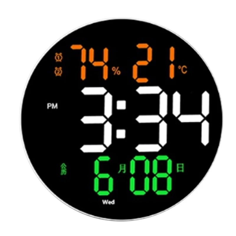 

10-дюймовые цифровые настенные часы со стандартным дисплеем, дистанционное управление, регулируемая яркость, цифровой будильник/Температура/Календарь/дата
