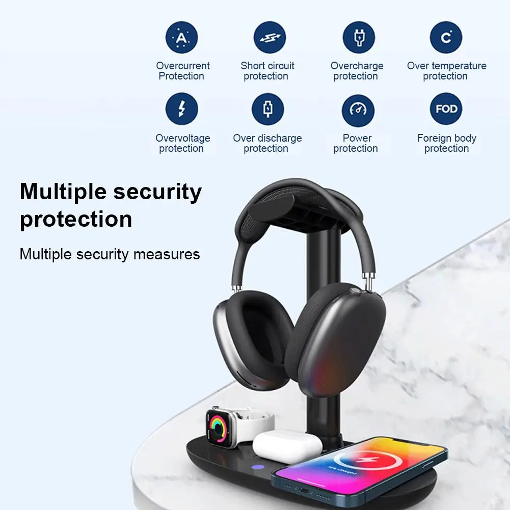 15w Fast Charging 4-in-1 Wireless Charger Headset Rack Charging Dock Station Compatible for Airpods Iwatch Iphone Headphone
15w Fast Charging 4-in-1 Wireless Charger Headset Rack Charging Dock Station Compatible for Airpods Iwatch Iphone Headphone