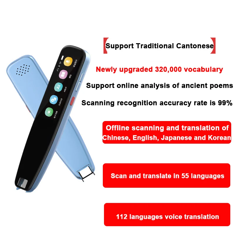 

Smart Instant Voice Photo Scanning Translator 2.98 Inch Screen Wifi Support Offline Portable 112 languages Translation