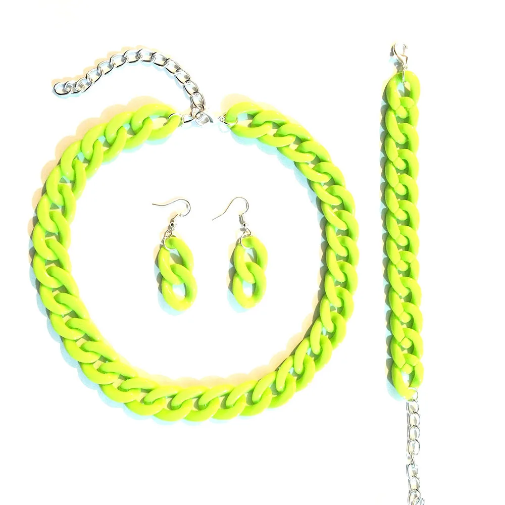 CARTER LISA Summer Women Hip Hop Bright Candy Color Link Necklace Earring Bracelet Suit Cute Jelly Acrylic Chain Jewelry Set
CARTER LISA Summer Women Hip Hop Bright Candy Color Link Necklace Earring Bracelet Suit Cute Jelly Acrylic Chain Jewelry Set