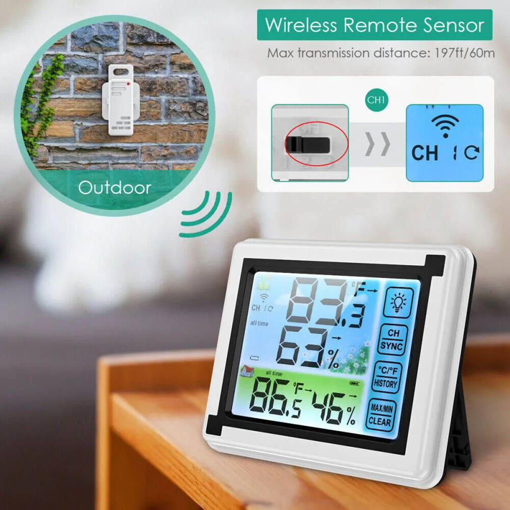 Radio Weather Station Wireless Digital Indoor Outdoor Forecast Thermometer Hygrometer With 1/3 Inside Outside Sensors
Radio Weather Station Wireless Digital Indoor Outdoor Forecast Thermometer Hygrometer With 1/3 Inside Outside Sensors