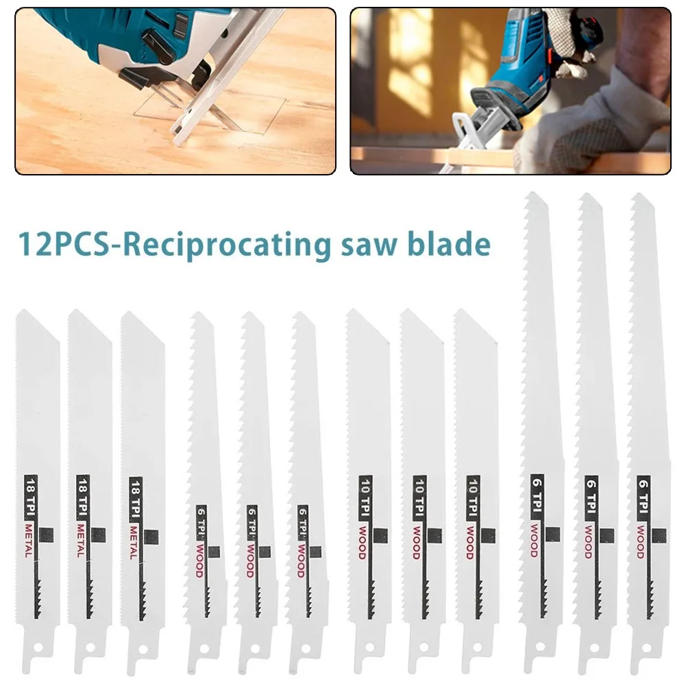 12PCS Reciprocating Saw Blades Saber Saw Handsaw Multi Saw Blade For Wood Metal Plastic Pipe Cutting Power Tool Accessories
12PCS Reciprocating Saw Blades Saber Saw Handsaw Multi Saw Blade For Wood Metal Plastic Pipe Cutting Power Tool Accessories