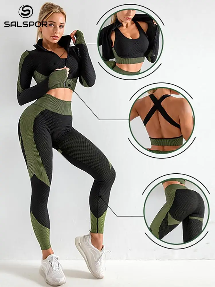 SALSPOR Sport Seamless Yoga 3 Piece Set Women Fitness Sportswear Patchwork Gym Suit Sports Running Workout Sets Female Clothes
SALSPOR Sport Seamless Yoga 3 Piece Set Women Fitness Sportswear Patchwork Gym Suit Sports Running Workout Sets Female Clothes