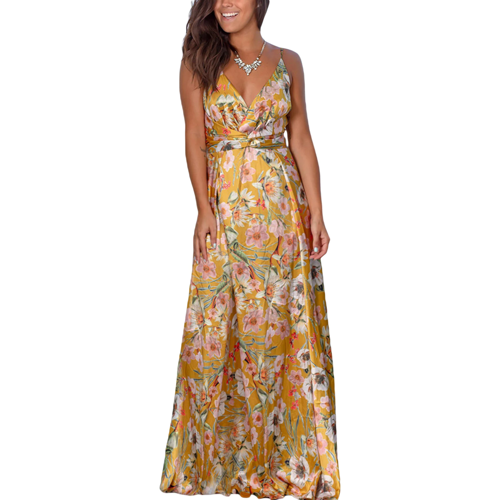 Women's Sling Floral Long Dresses arrival Summer Boho V-Neck Sleeveless Party Beach Floarl Print Maxi Dress Casual Sundress
Women's Sling Floral Long Dresses arrival Summer Boho V-Neck Sleeveless Party Beach Floarl Print Maxi Dress Casual Sundress